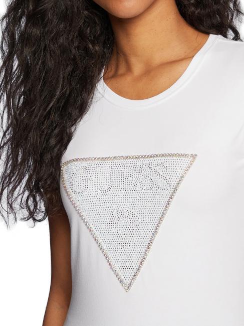TRIANGLE CRYSTAL LOGO Tricou din bumbac cu strasuri alb purpuriu - tricou
