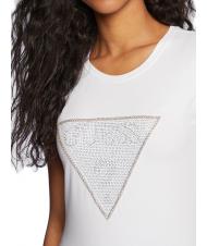GUESS TRIANGLE CRYSTAL LOGO Tricou din bumbac cu strasuri alb purpuriu - tricou - 3