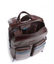 PIQUADRO BLUE SQUARE Revamp Rucsac pentru laptop de 14", din piele MAHOGANY - Rucsacuri pentru laptop - 3