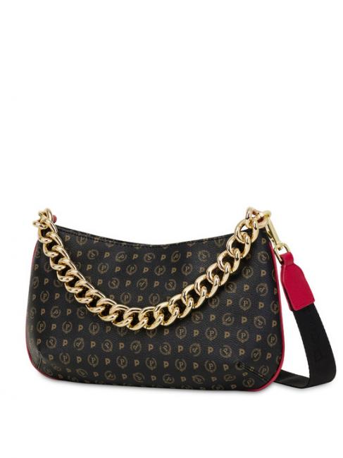 HERITAGE Geantă de umăr cu mâner cu lanț lac negru - Genți femei