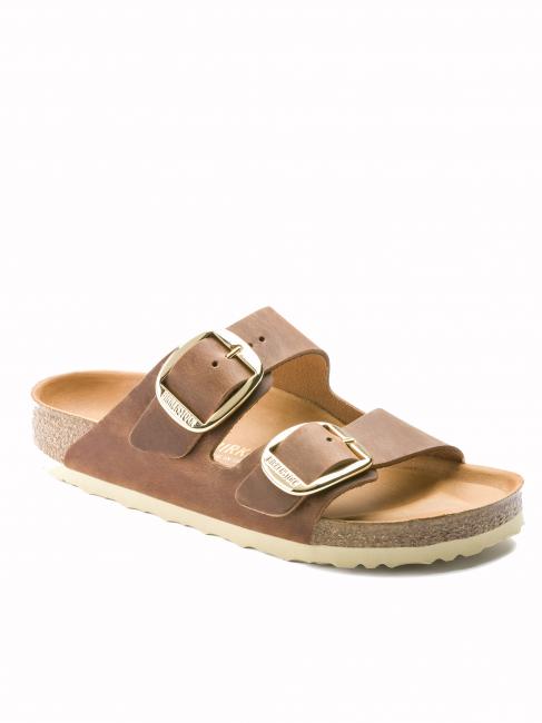 ARIZONA BIG BUCKLE Sandale din piele unsă coniac - Pantofi unisex