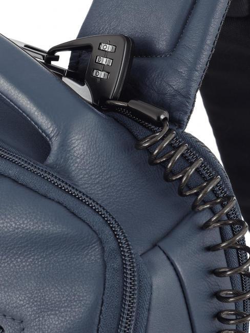 AKRON Rucsac din piele antifurt, suport pc 15,6". albastru - Rucsacuri pentru laptop