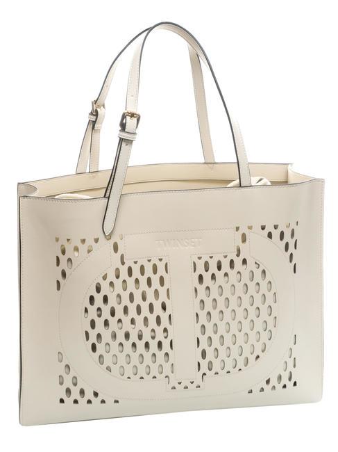 WINDOW OVAL T Geanta shopper cu clutch fildeş - Genți femei