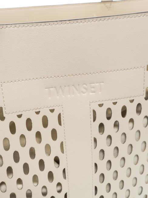 WINDOW OVAL T Geanta shopper cu clutch fildeş - Genți femei