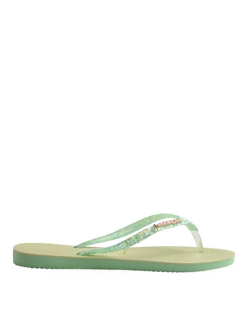 SLIM GLITTER FLOURISH Slapi de cauciuc gradina verde - Pantofi femei