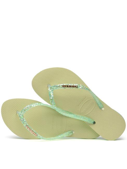 SLIM GLITTER FLOURISH Slapi de cauciuc gradina verde - Pantofi femei