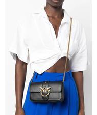 PINKO LOVE ONE POCKET Geanta de umar din piele aur negru-vechi - Genți femei - 5