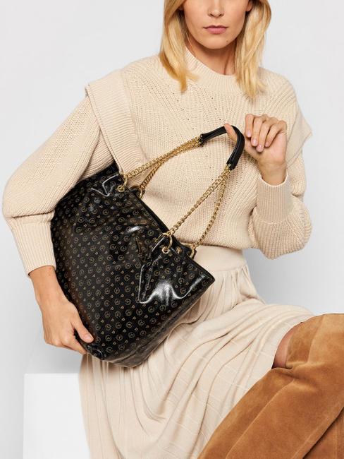 HERITAGE COATED Geanta de cumparaturi din panza negru - Genți femei