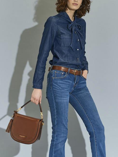 PEARLDISTRICT Geanta dubla functie din piele BROWN - Genți femei