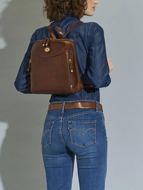 STORY DONNA Rucsac din piele BROWN - Genți femei