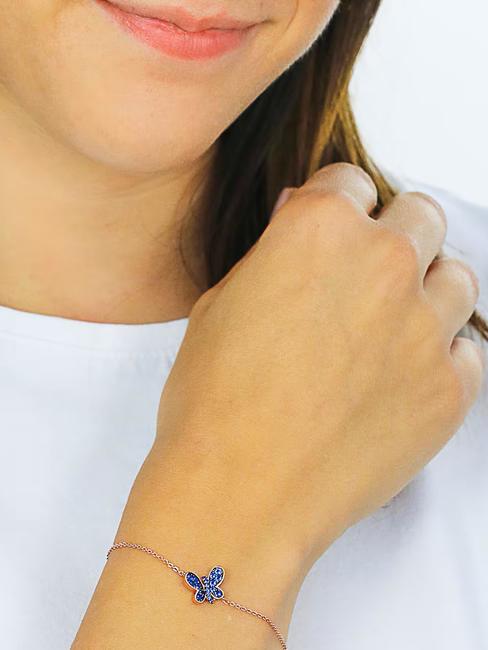 FARFALLE Bratara cu zircon albastru si alb Trandafir - Brățări