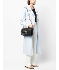 PINKO CLASSIC LOVE ONE Geanta din piele Nappa aur negru-vechi - Genți femei - 6