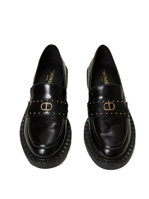 STUDS Mocasin din piele negru - Pantofi femei