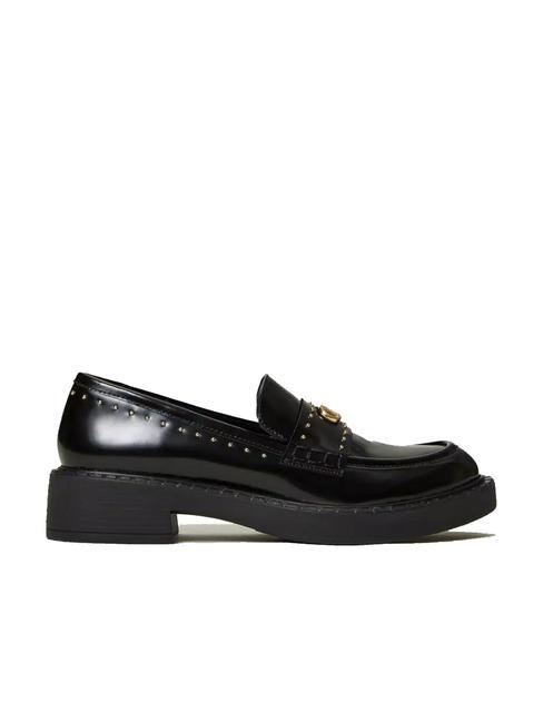 STUDS Mocasin din piele negru - Pantofi femei