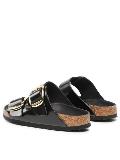 ARIZONA Big Buckle Sandale papuci din piele strălucește negru - Pantofi unisex