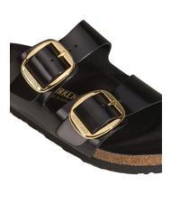 BIRKENSTOCK ARIZONA Big Buckle Sandale papuci din piele strălucește negru - Pantofi unisex - 7