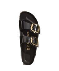 BIRKENSTOCK ARIZONA Big Buckle Sandale papuci din piele strălucește negru - Pantofi unisex - 5