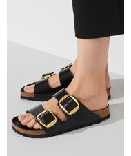 BIRKENSTOCK ARIZONA Big Buckle Sandale papuci din piele strălucește negru - Pantofi unisex - 9