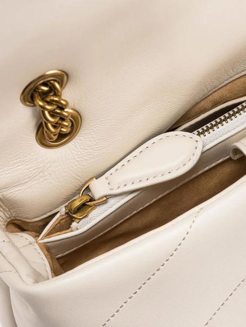 MINI LOVE BAG Geanta Nappa mătase alb-aur antic - Genți femei