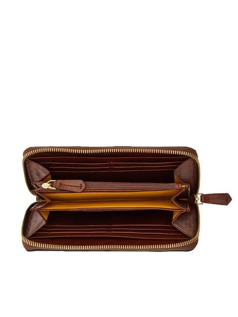 LUCREZIA Portofel din piele cu fermoar BROWN - Portofele femei