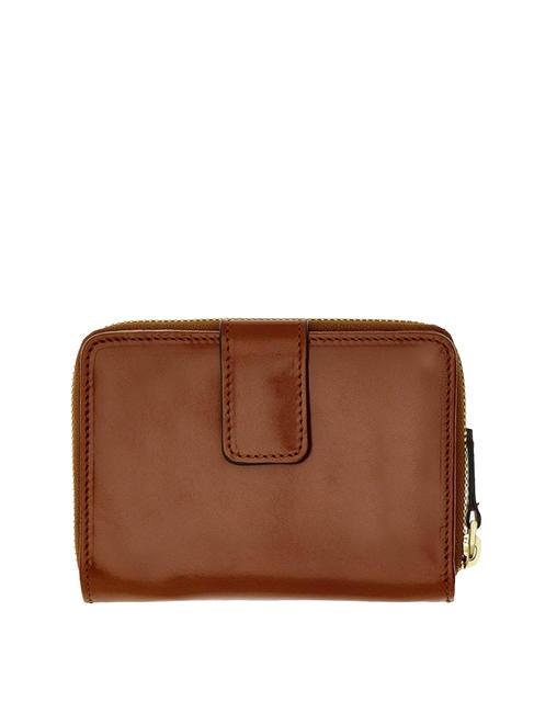 LUCREZIA Portofel compact din piele BROWN - Portofele femei