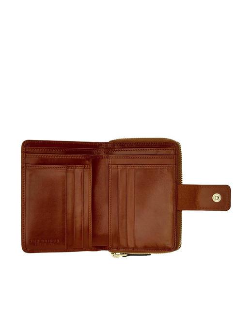 LUCREZIA Portofel compact din piele BROWN - Portofele femei