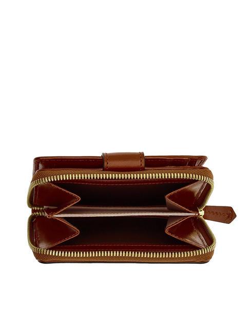 LUCREZIA Portofel compact din piele BROWN - Portofele femei