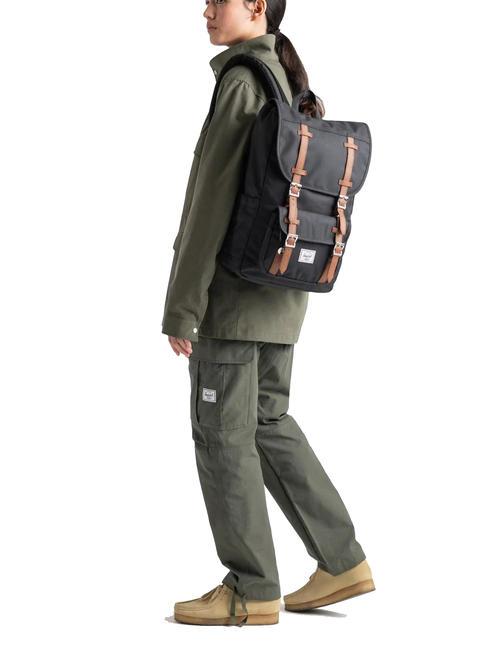 LITTLE AMERICA MID Rucsac de dimensiune medie ton negru - Rucsacuri pentru școală și timp liber