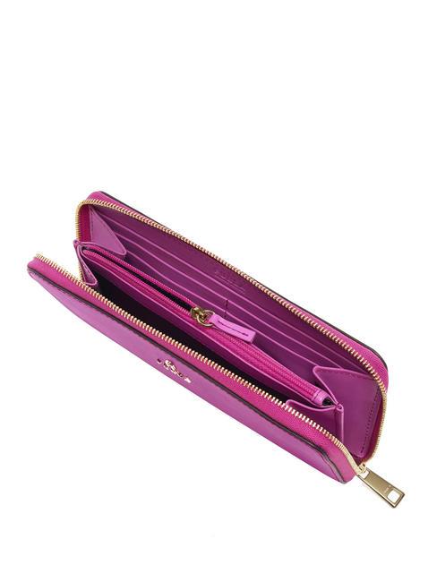 CAMELIA Portofel mare cu fermoar din piele violet - Portofele femei