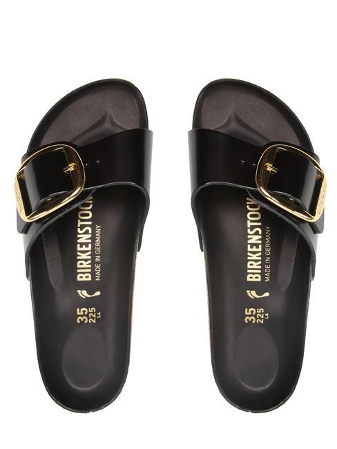 MADRID BIG BUCKLE Sandale din piele lacuita strălucește negru - Pantofi femei