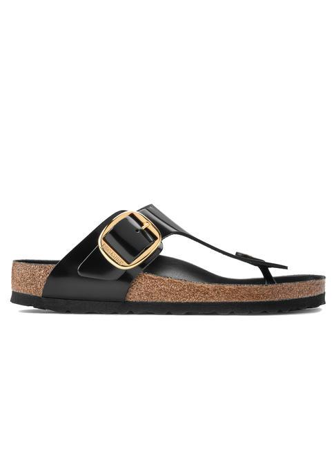 GIZEH BIG BUCKLE Flip-flops din piele lacuita strălucește negru - Pantofi femei