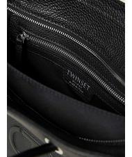 TWINSET LOGO EMBOSSED Geantă de m&acirc;nă cu curea de umăr negru - Genți femei - 4