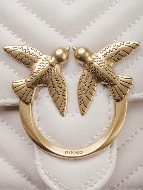 MINI LOVE BAG O geantă chevron mătase alb-aur antic - Genți femei