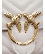 PINKO MINI LOVE BAG O geantă chevron mătase alb-aur antic - Genți femei - 4