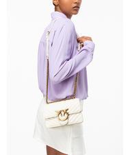 PINKO MINI LOVE BAG O geantă chevron mătase alb-aur antic - Genți femei - 7