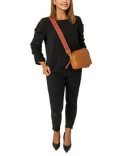 LESAC LUCIA Geantă dublă de umăr Dollar din piele piele închisă la culoare - Genți femei - 4