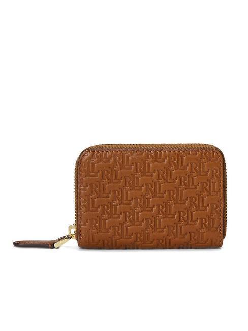 LOGO EMBOSSED Portofel mic din piele cu fermoar lauren tan7 - Portofele femei