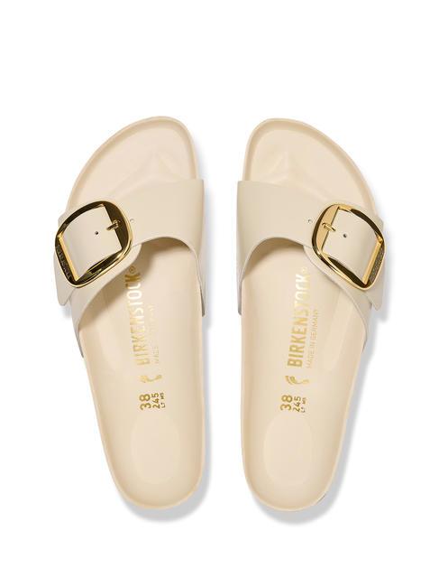 MADRID BIG BUCKLE Papuc din piele lacuita stralucire ecru - Pantofi femei