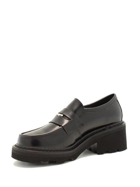 GRACE 3923 Pantofi mocasini din piele negru - Pantofi femei