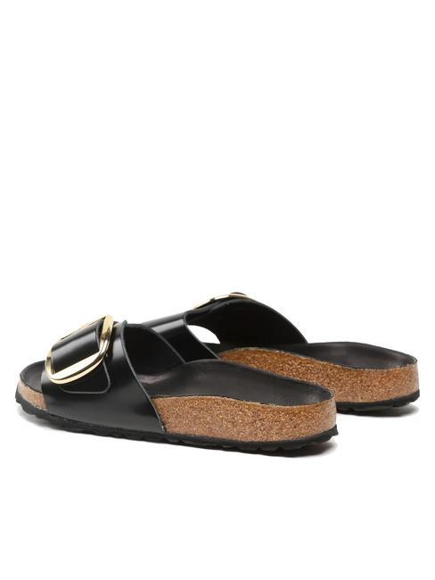 MADRID BIG BUCKLE Sandale din piele lacuita strălucește negru - Pantofi femei