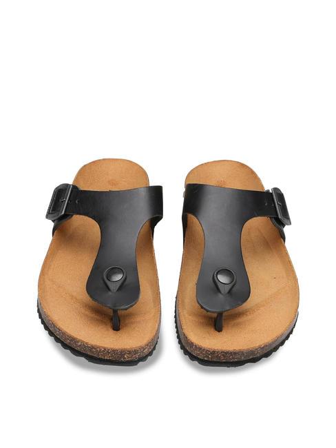 VEGA 2290 Sandale tanga din piele cu catarama negru - Pantofi femei