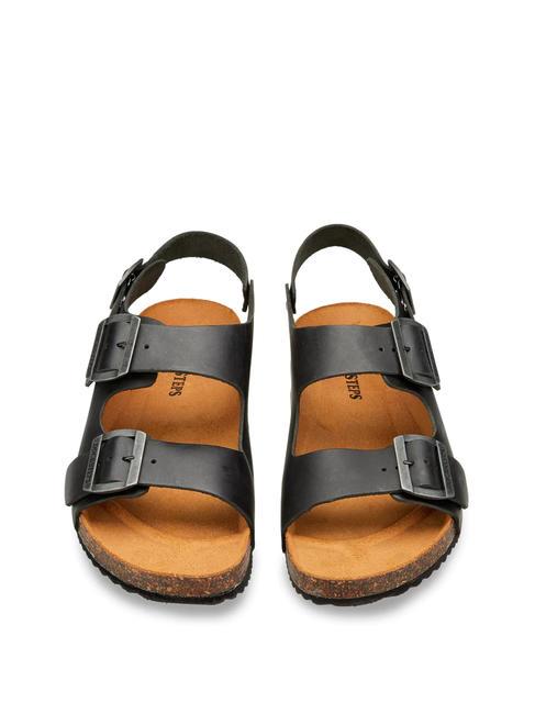 VEGA 2288 Sandale franciscane din piele negru - Pantofi bărbați