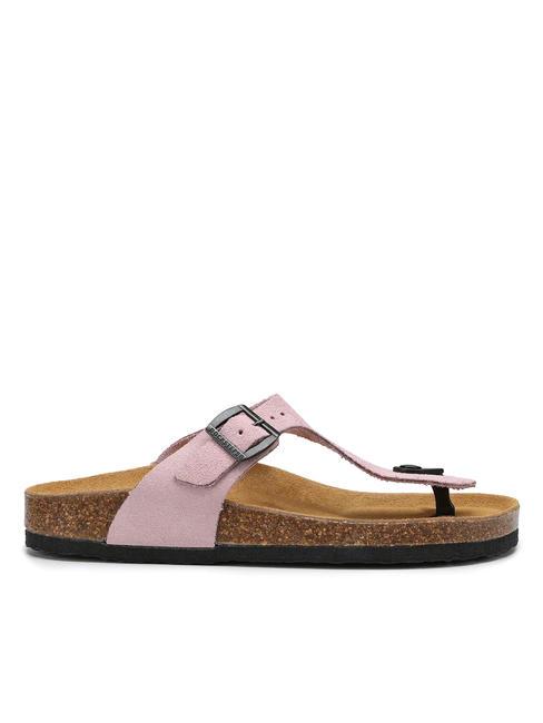 VEGA  Sandale tanga din piele intoarsa roz - Pantofi femei