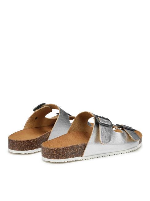 VEGA  Sandale din piele laminată cu două catarame argint - Pantofi femei