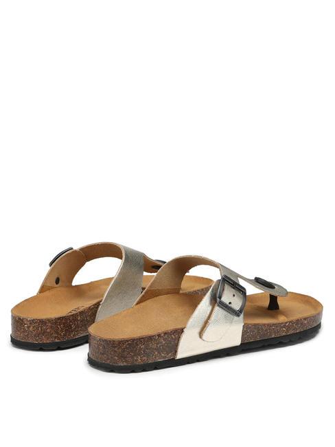VEGA 2290 Sandale flip flop din piele laminată platină - Pantofi femei