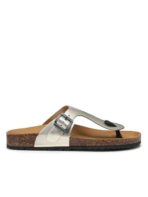 VEGA 2290 Sandale flip flop din piele laminată platină - Pantofi femei