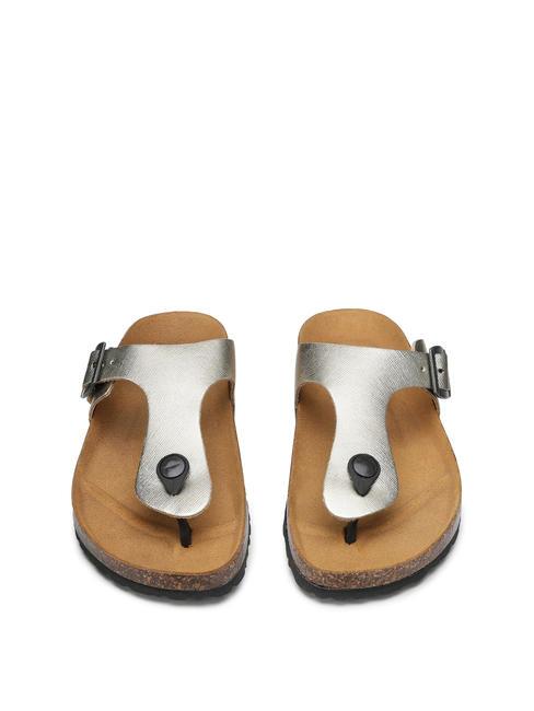 VEGA 2290 Sandale flip flop din piele laminată platină - Pantofi femei