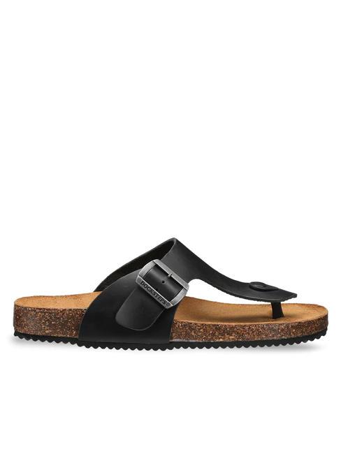 VEGA 2284 Sandale tanga din piele cu catarama negru - Pantofi bărbați