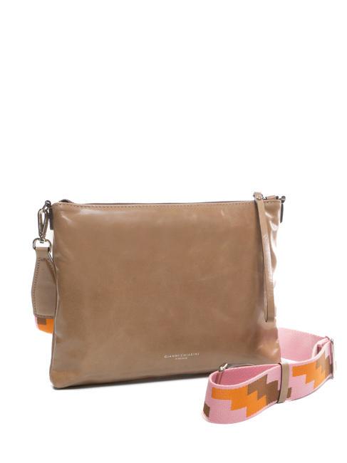 CLUTCH Geanta cu bareta de umar, din piele camee - Genți femei