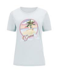 GUESS PALM Tricou din bumbac cu decolteu pastă acidă de mentă - tricou - 4